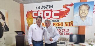 Gregorio Pego Cruz sostuvo una reunión con Francisco Tobías Sigala Este lunes 20 de abril, el Lic. Gregorio Pego Cruz, Secretario de Trabajo y Conflictos de la Nueva Croc Tamaulipas, sostuvo una reunión con Francisco Tobías Sigala, Secretario del Exterior del Nuevo Sindicato de Petroleros de México (PETROMEX), con el objetivo de afinar los preparativos rumbo al tradicional desfile del Día del Trabajo. Con esta coordinación, se busca fortalecer la presencia de los trabajadores en esta importante conmemoración, reafirmando la unidad y el compromiso en la lucha por mejores condiciones laborales.